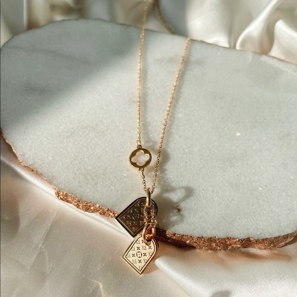 *LAST ONE!* Monogram Tags Necklace 18k Gold Plated - Picture 5 of 11